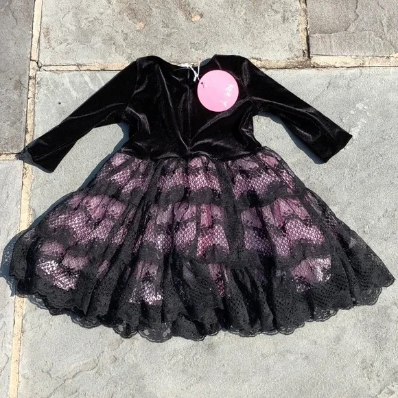 LE PINK**Black Velvet + Lace Dress**18 mo. $98 - Picture 6 of 7